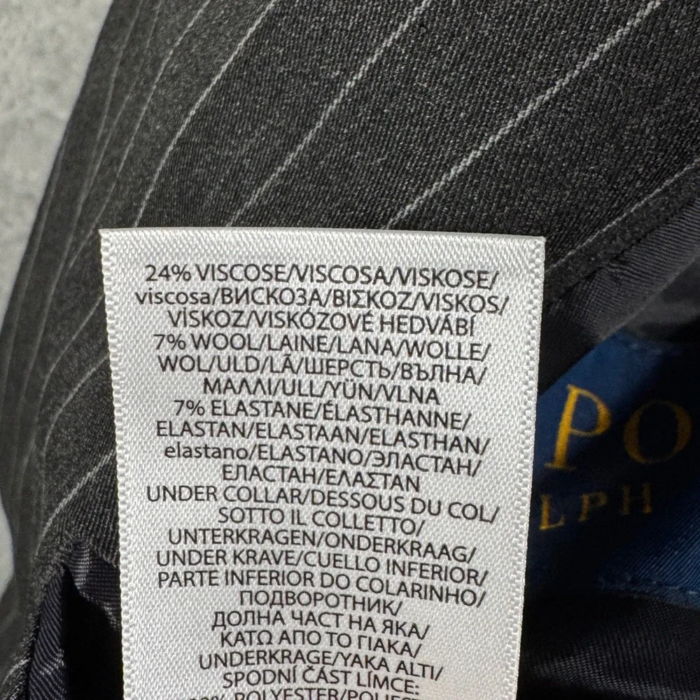 Polo Ralph Lauren Suit Jacket Mens 44R Gray Pinstripe Performance Wool $398
